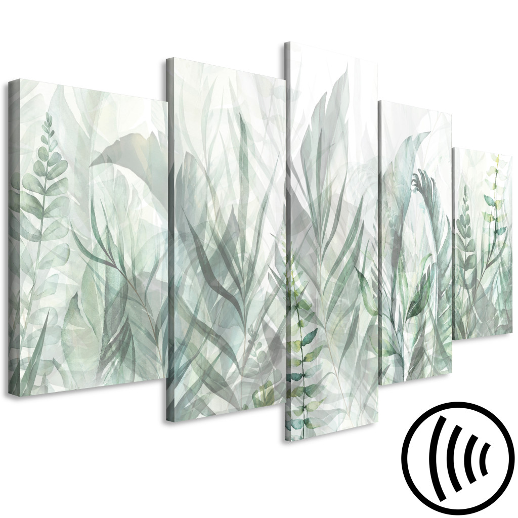 Schilderij  Botanische: Wild Meadow - Lush Vegetation Intermingled On A White Background