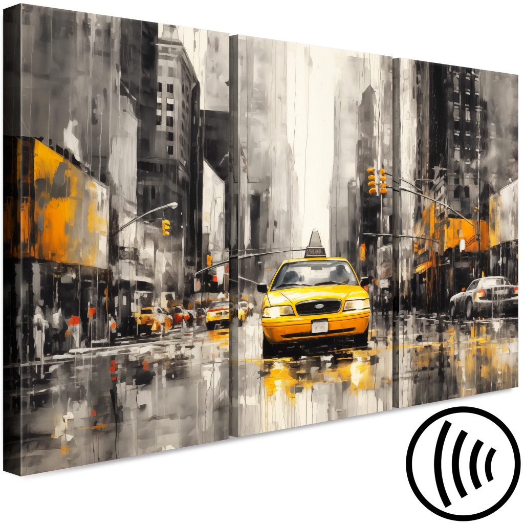 Schilderij  New York: New York - Street Traffic And Iconic Yellow Taxis