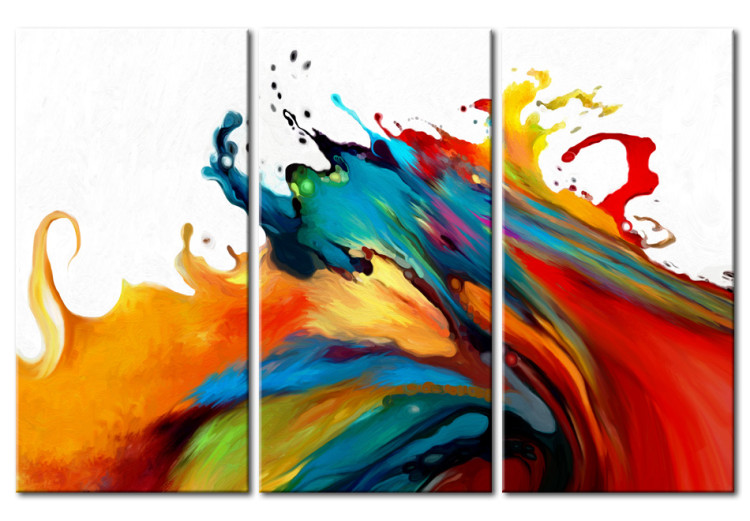 Cuadro decorativo Tormenta colorida (3 piezas) - abstracción colorida en fondo blanco 47040