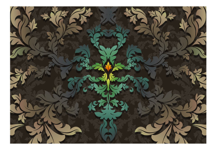 Wall Mural Dancing Leaves - Baroque-Style Floral Pattern Changing Colors 60140 additionalImage 1