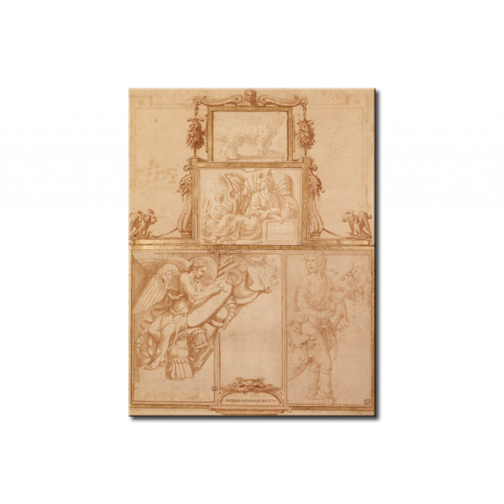 Schilderij  Giulio Romano: Seated Woman With Trophies /