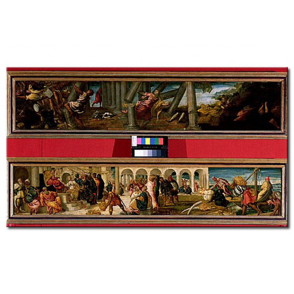 Schilderij  Tintoretto: The Death Of Samson; The Queen Of Sheba Before King Solomon