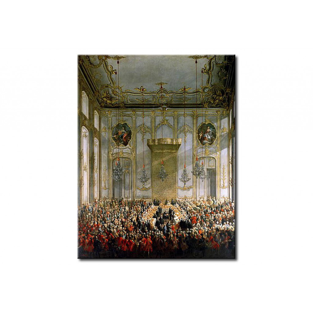 Målning Court Banquet In The Great Antechamber Of The Hofburg Palace, Vienna