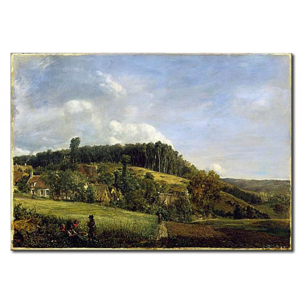 Schilderij  Théodore Rousseau: Forest Glade Near A Village