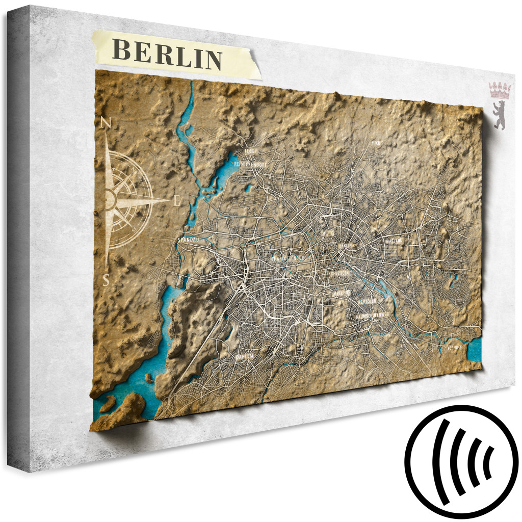 Schilderij  Kaarten Van De Wereld: Hipsometric Berlin - Een Kaart Die De Topografie Weergeeft