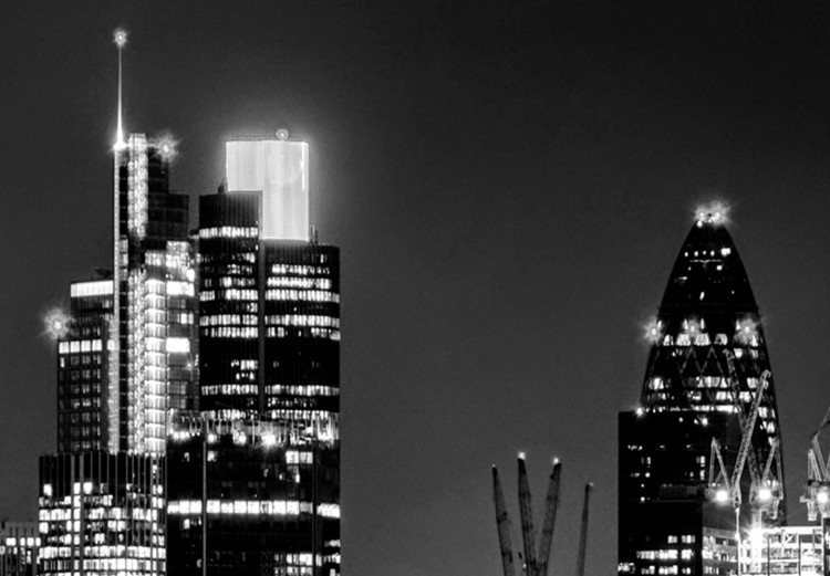 Canvas Triptych London by night - black and white panorama with the Thames 123650 additionalImage 5