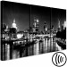 Canvas Triptych London by night - black and white panorama with the Thames 123650 additionalThumb 6