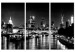 Canvas Triptych London by night - black and white panorama with the Thames 123650