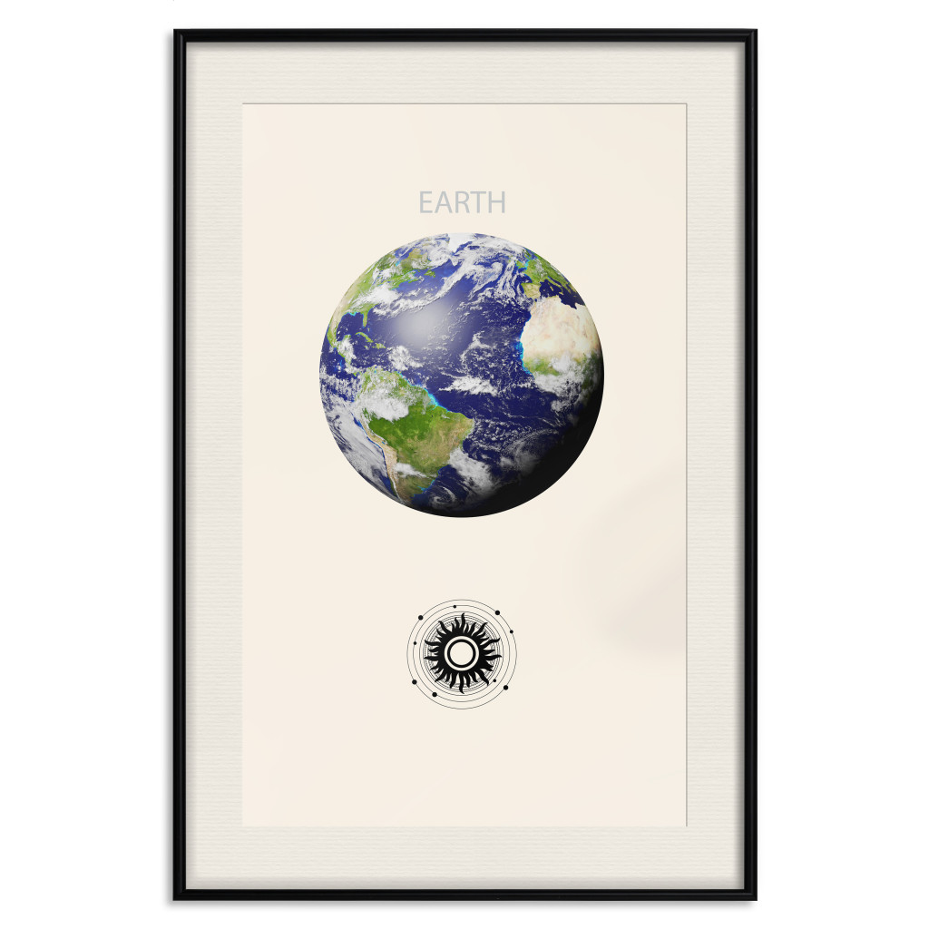 Muur Posters Earth - Green Planet And Abstract Composition With Solar System