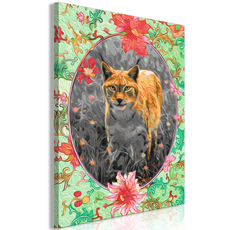 Paint by number Stately Lynx - Portrait of a Wild Cat in the Light of the Evening Sun and Flowers 146550 additionalImage 4