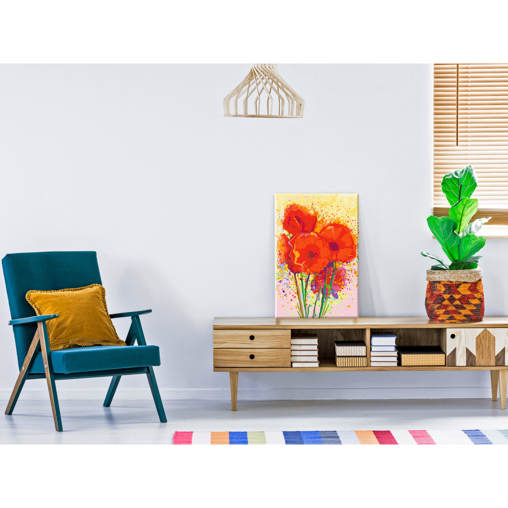 Obraz Do Malowania Po Numerach Kwiatowa Harmonia - Kolorowy Bukiet Z Dojrzałymi Makami