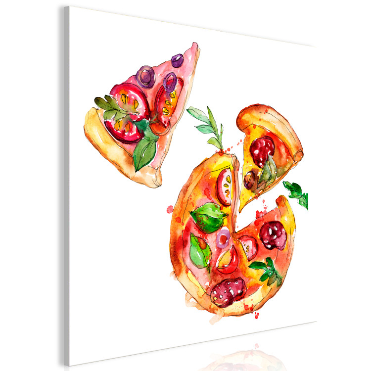 Obraz Pizza w kawałkach - ręcznie malowany motyw włoskiej kuchni 149850 additionalImage 2