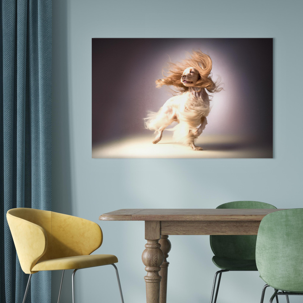 Obraz AI Pies Cocker Spaniel - Długowłosy Zwierzak Na Wietrze - Poziomy