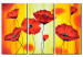 Toile déco Coquelicots carmin (3 pièces) - Fleurs sur un fond orange 47550