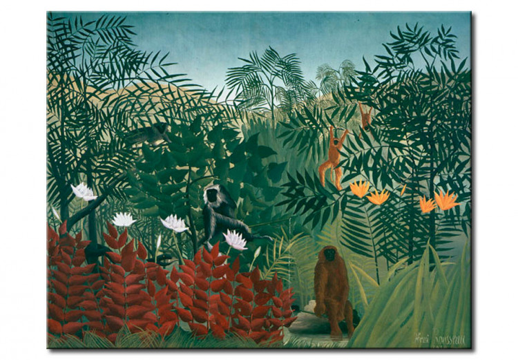 Kunstkopie Regenwald mit Affen und Schlangen 51250