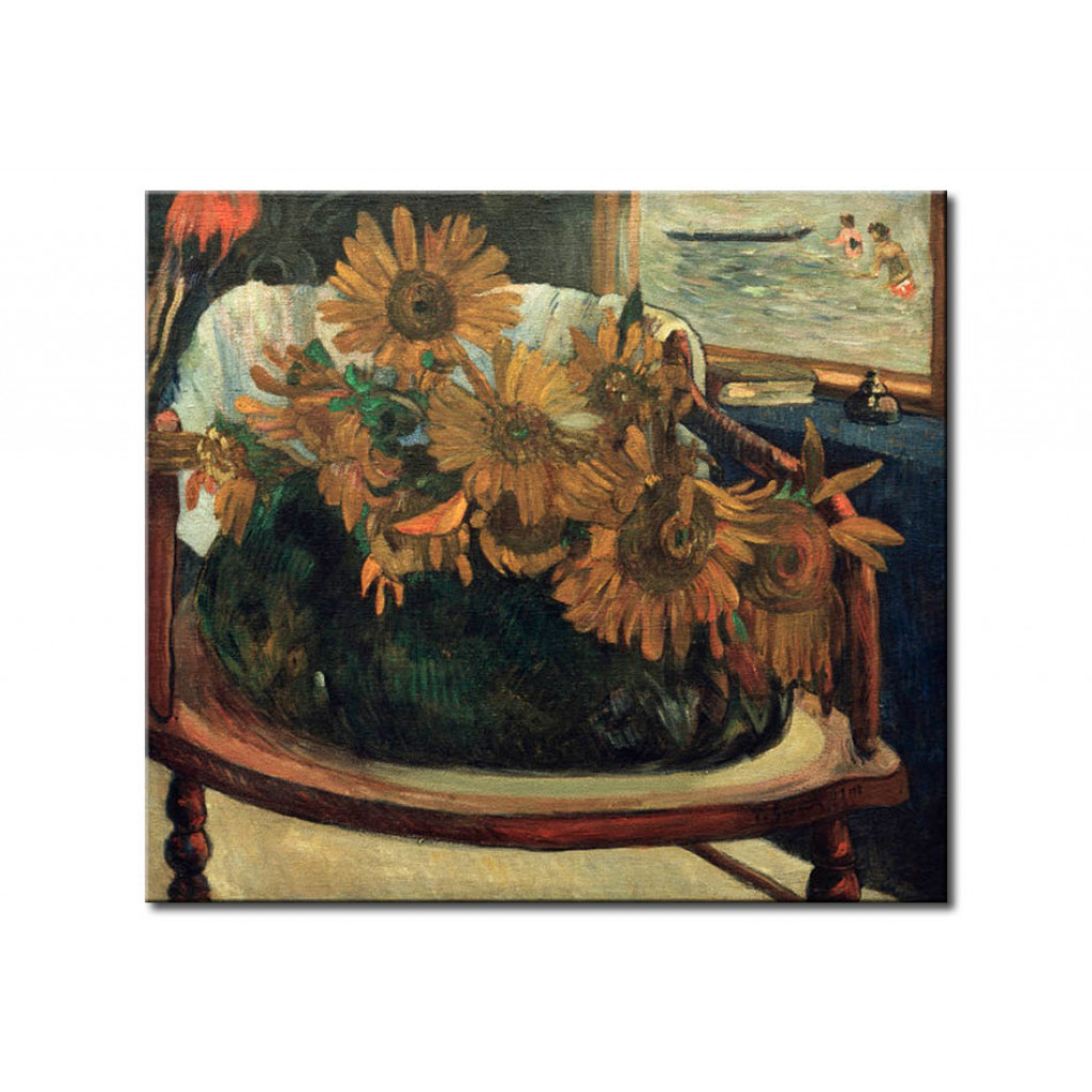 Schilderij  Paul Gauguin: Fleurs De Tournesols Dans Un Fauteuil I