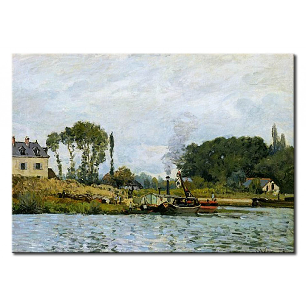 Schilderij  Alfred Sisley: Boats At The Lock At Bougival