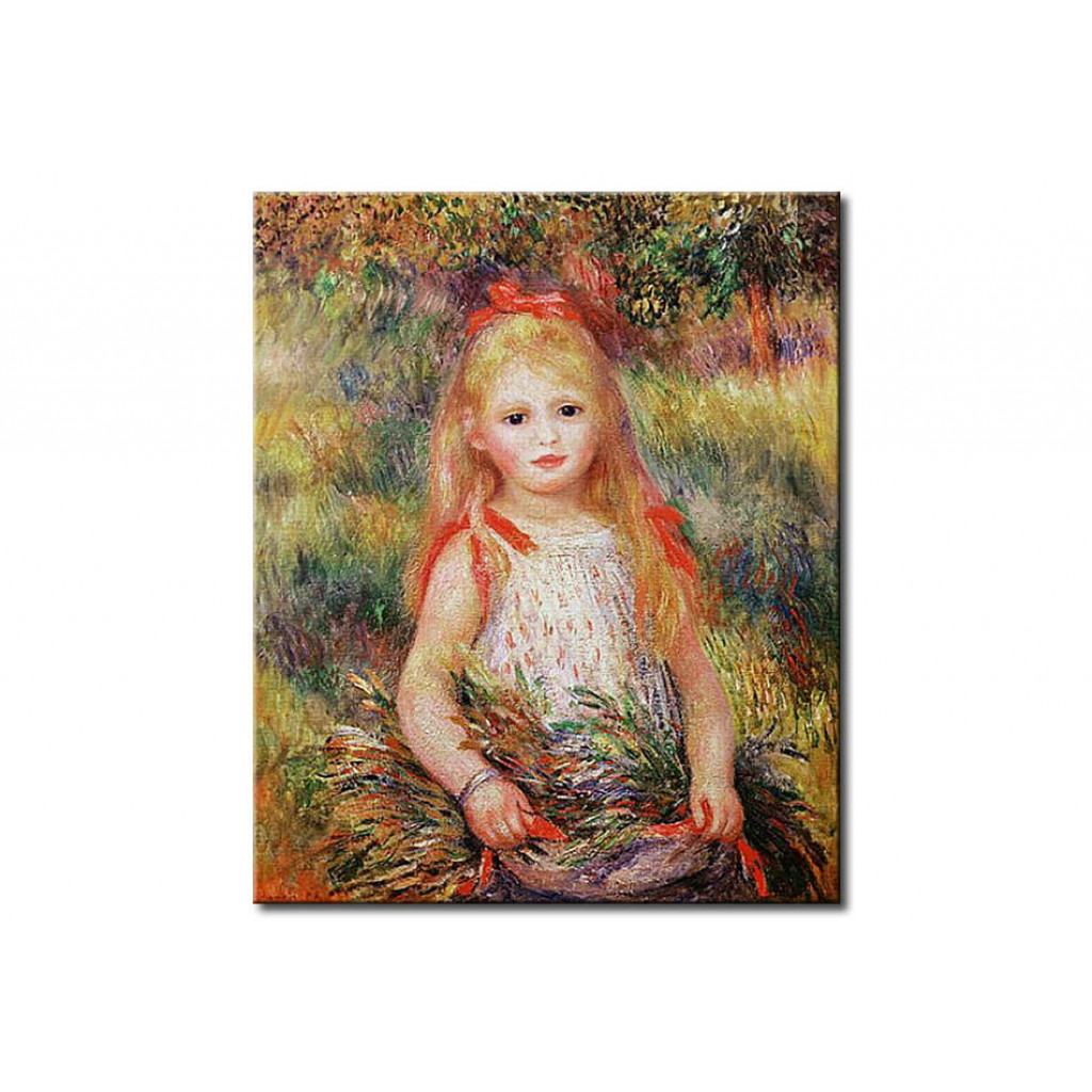 Schilderij  Pierre-Auguste Renoir: Little Girl Carrying Flowers, Or The Little Gleaner