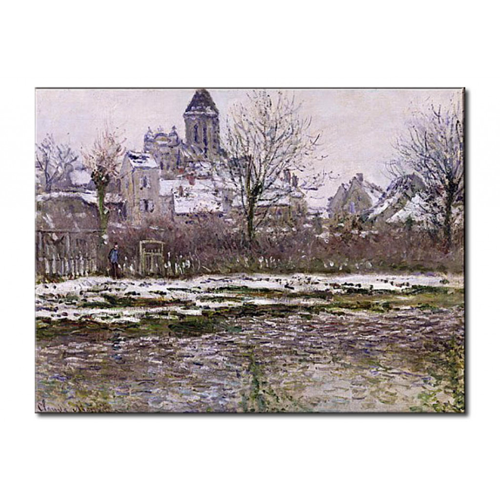 Schilderij  Claude Monet: The Church At Vetheuil Under Snow