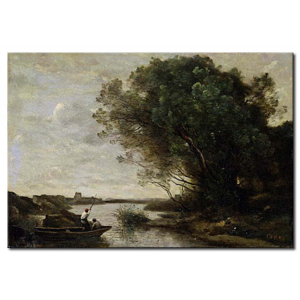 Schilderij  Jean-Baptiste-Camille Corot: River Landscape