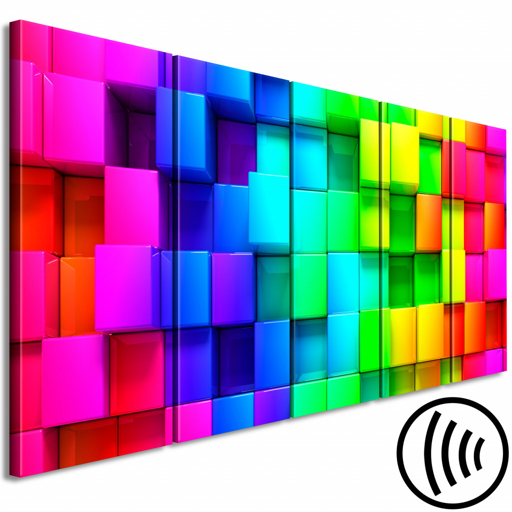 Schilderij  Gekleurde: Colourful Cubes (5 Parts) Narrow
