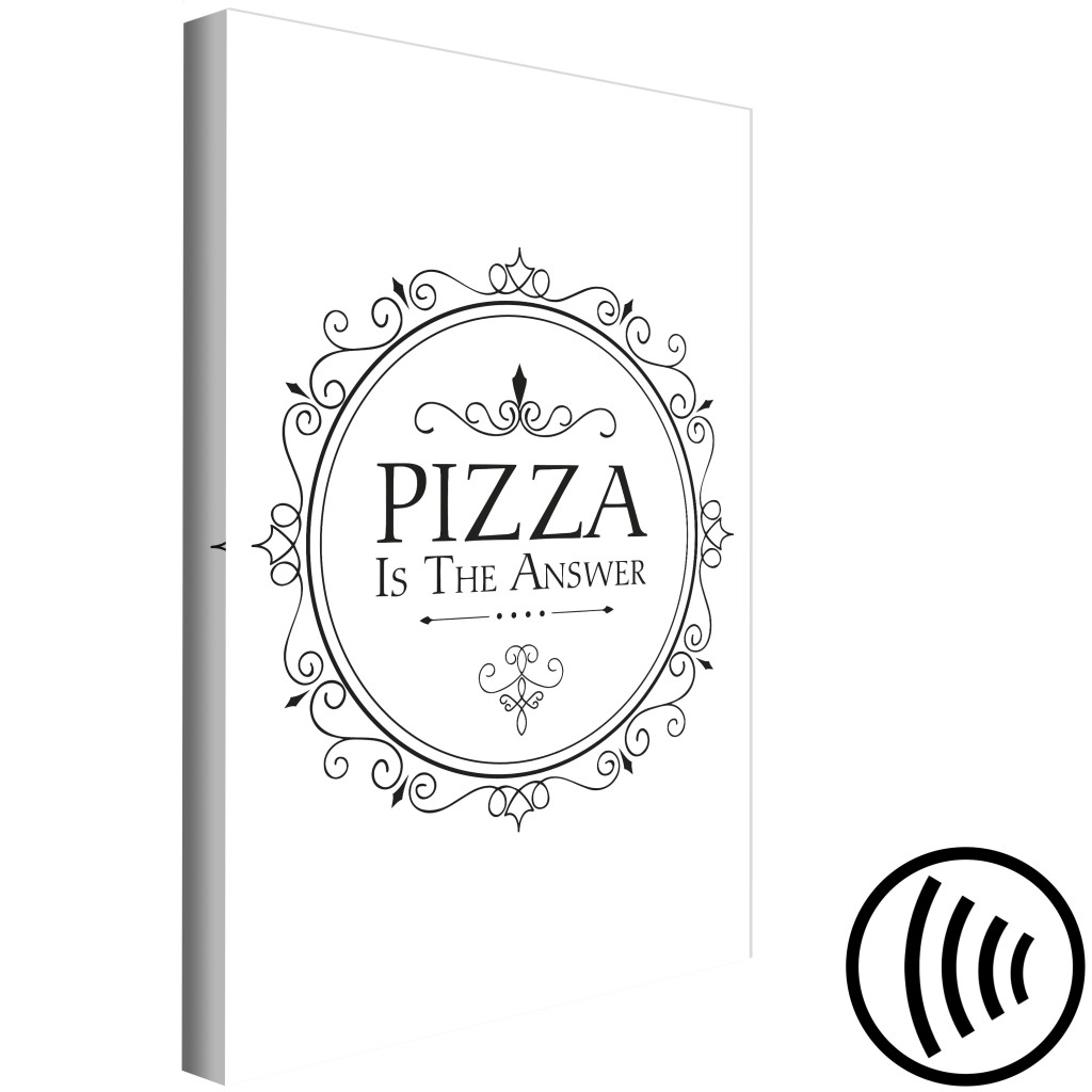 Pintura Pizza - Gráfico A Preto E Branco Com As Palavras Pizza é A Resposta