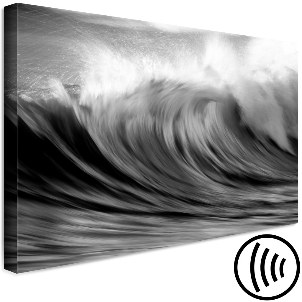 Obraz Moc Oceanu (1-częściowy) - Czarno-biała Fotografia Wzburzonych Fal