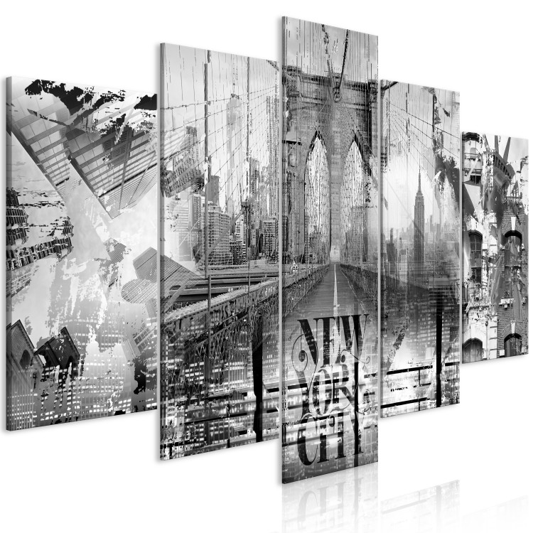 Canvas Art Print New York symbols - collage with Brooklyn Bridge and Statue of Liberty 123960 additionalImage 2