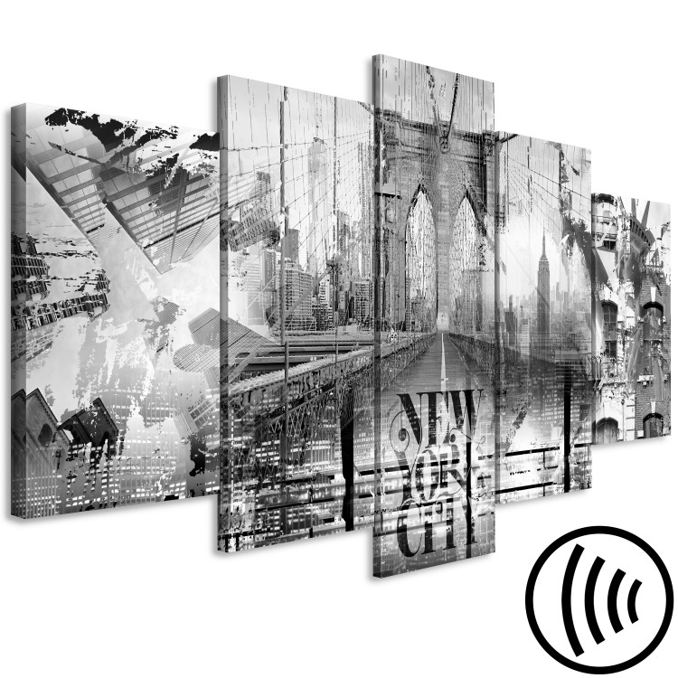 Canvas Art Print New York symbols - collage with Brooklyn Bridge and Statue of Liberty 123960 additionalImage 6