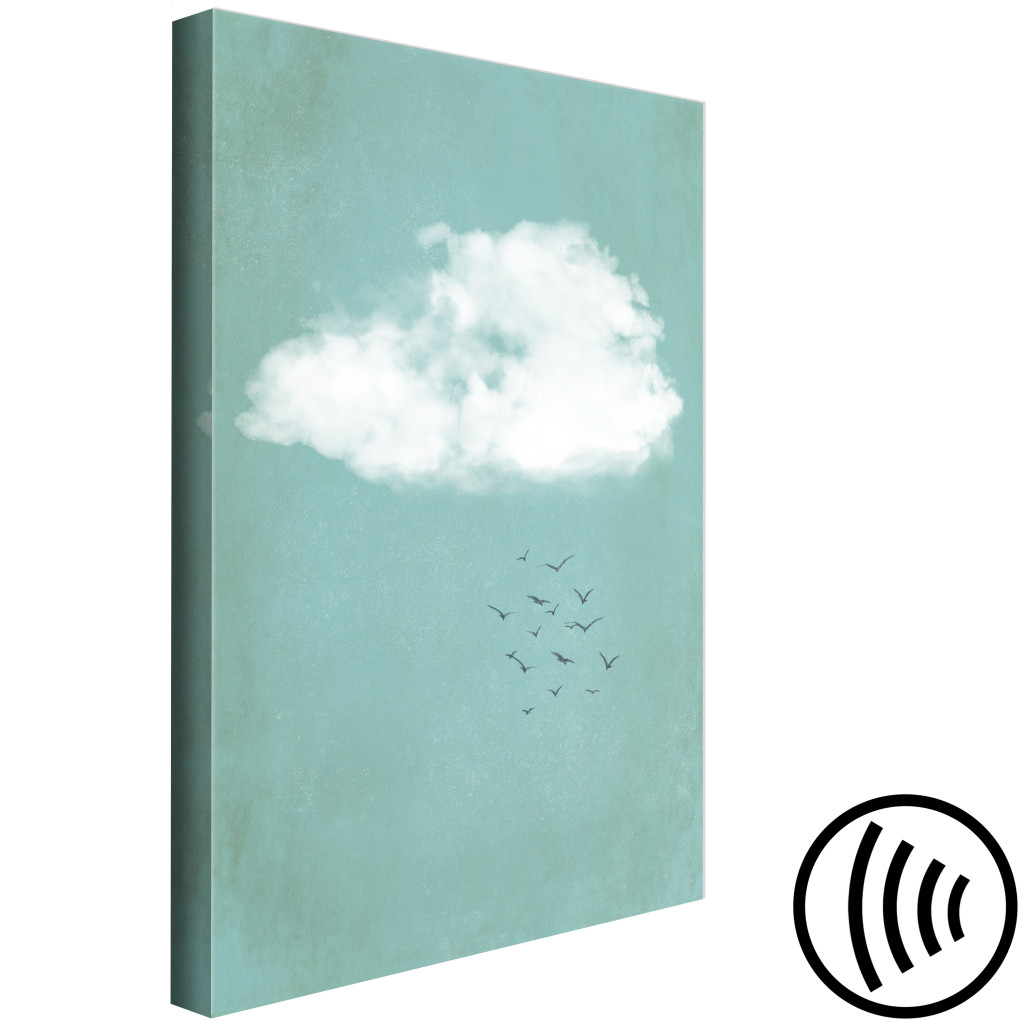 Obraz Chmury I Ptaki - Pastelowy Pejzaż Nieba W Stylu Japandi