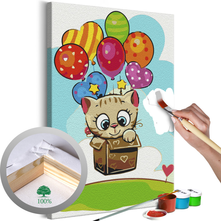 Set para pintar para niños Kitten With Balloons - Kits de pintura para niños  - Pintar por números
