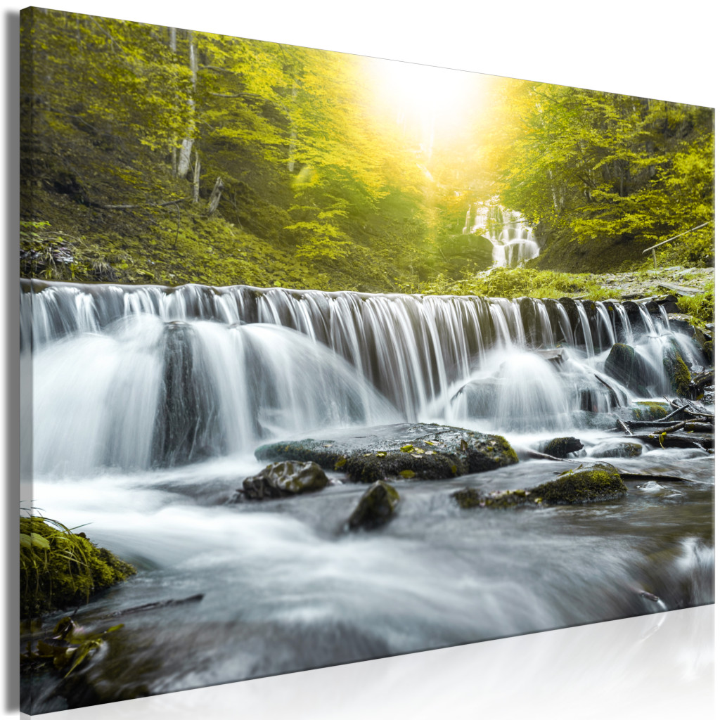 Schilderij Awesome Waterfall - Green [Large Format]
