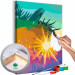Paint by number Sunny Morning - Palm Trees Illuminated With Cheerful Colors 145160