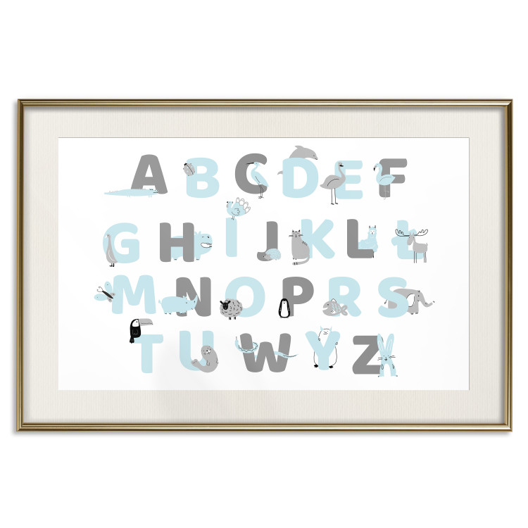 Wall Poster Polish Alphabet for Children - Gray and Blue Letters with Animals 146460 additionalImage 27