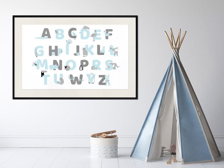 Wall Poster Polish Alphabet for Children - Gray and Blue Letters with Animals 146460 additionalImage 17