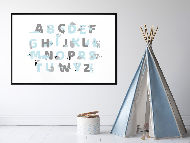 Wall Poster Polish Alphabet for Children - Gray and Blue Letters with Animals 146460 additionalImage 14