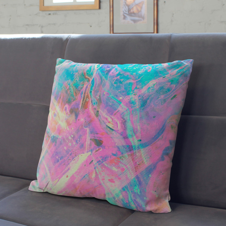 Mikrofaser Kissen Liquid cosmos - an abstract graphics in holographic style cushions 146860 additionalImage 3