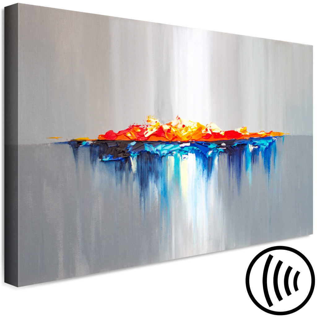 Målning Fire And Water - Artistic Abstract Painting With The Texture Of Paint Blots