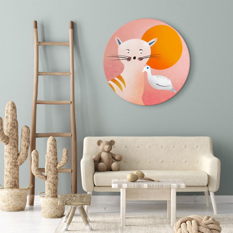 Tableau rond Young Tigger - Cute Predator Playing with a Bird 148660 additionalImage 2