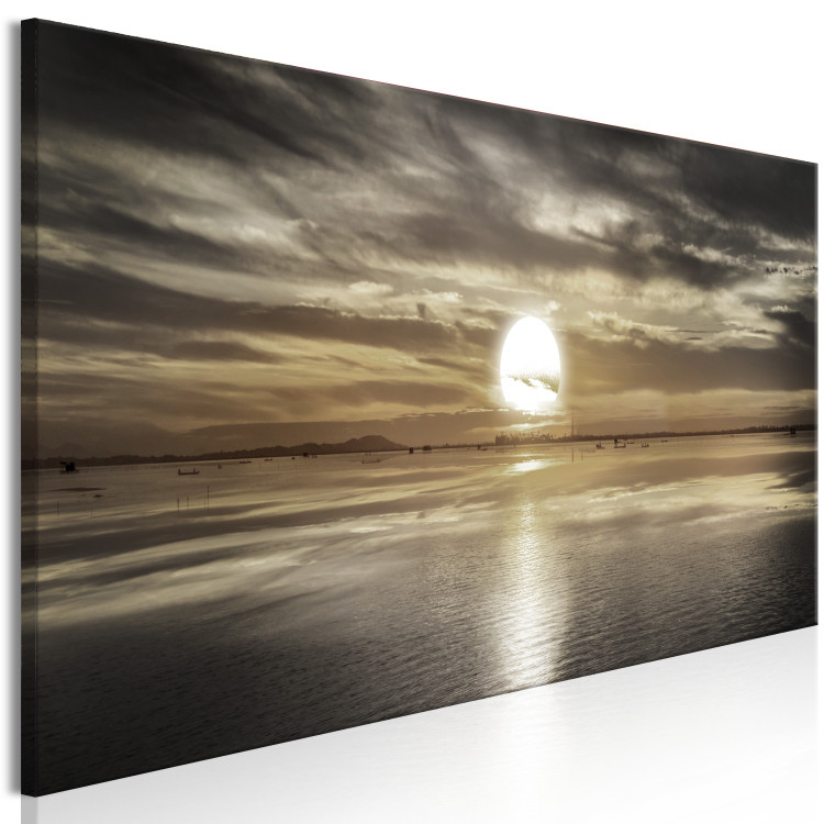Canvas Print Sunset Over the Sea - Romantic Twilight in Sepia Colors 149060 additionalImage 2