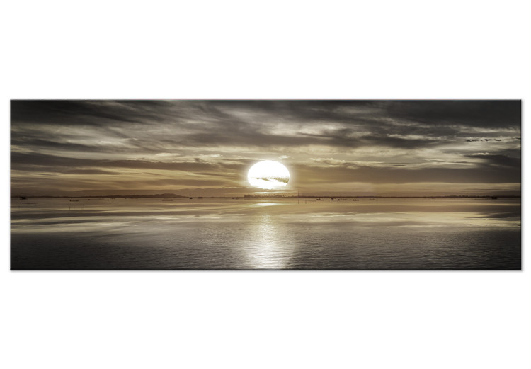 Canvas Print Sunset Over the Sea - Romantic Twilight in Sepia Colors 149060