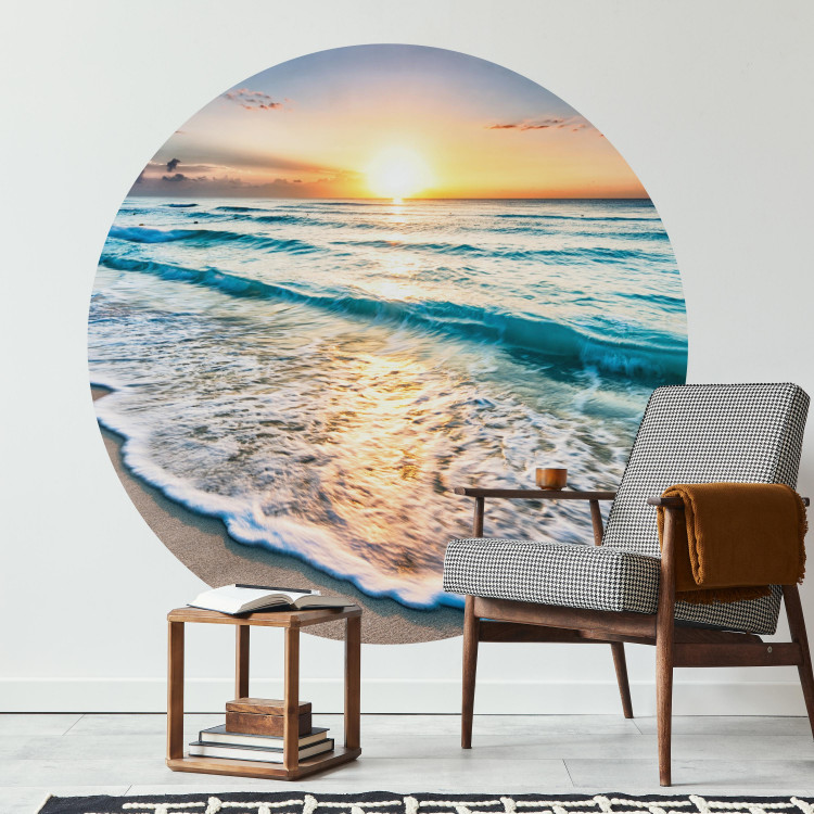 Round wallpaper Landscape - Sunset on the Shores of the Turquoise Caribbean Sea 149160 additionalImage 2