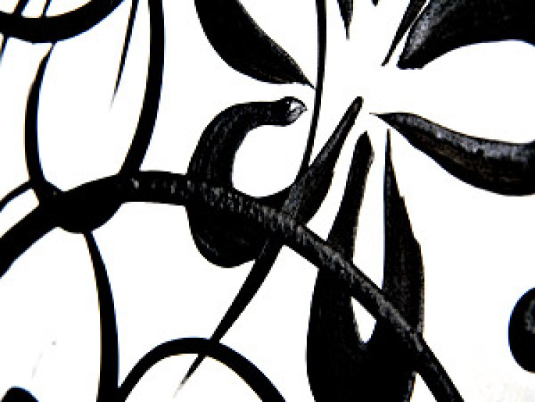 Tableau Fleurs en noir et blanc (3 pièces) - Abstraction avec un motif floral 46860 additionalImage 3