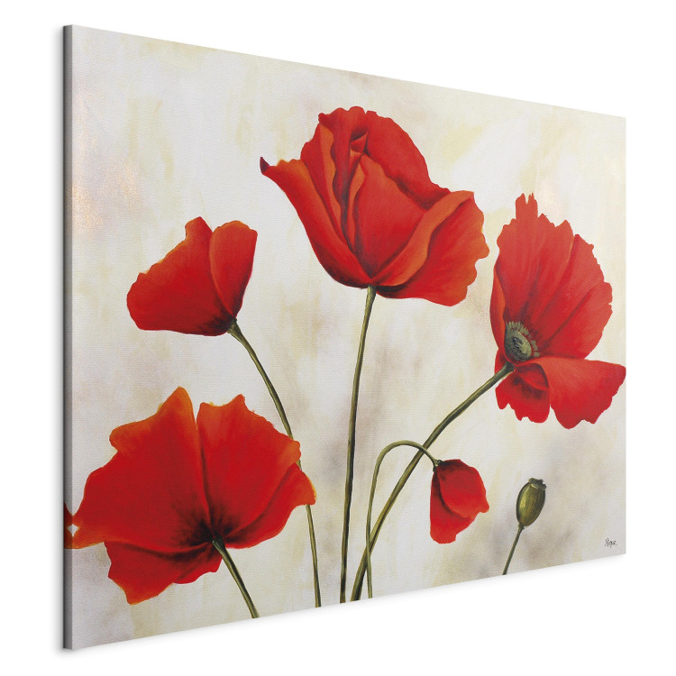 Pintura em tela Papoilas Vermelhas em um Dia Cinzento (1 parte) - Motivo floral com fundo 47160 additionalImage 2