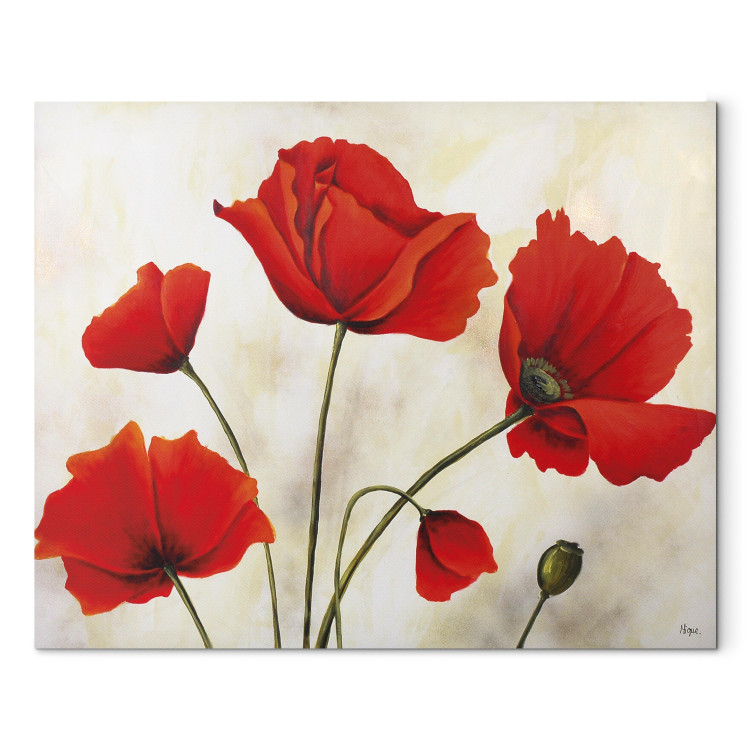 Pintura em tela Papoilas Vermelhas em um Dia Cinzento (1 parte) - Motivo floral com fundo 47160