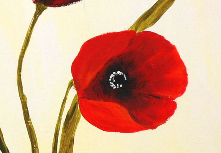 Tableau contemporain Tulipes printanières (1 pièce) - Fleurs rouges sur fond crème 48660 additionalImage 3