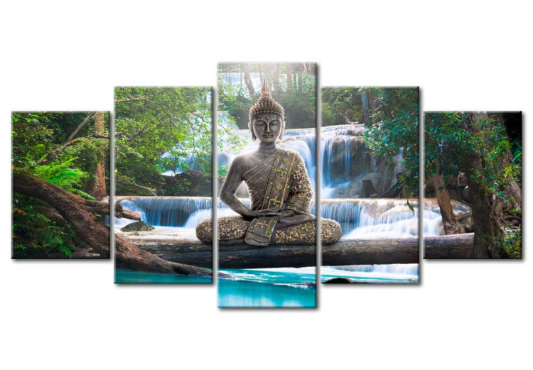 Cuadro en lienzo Buda y cascada