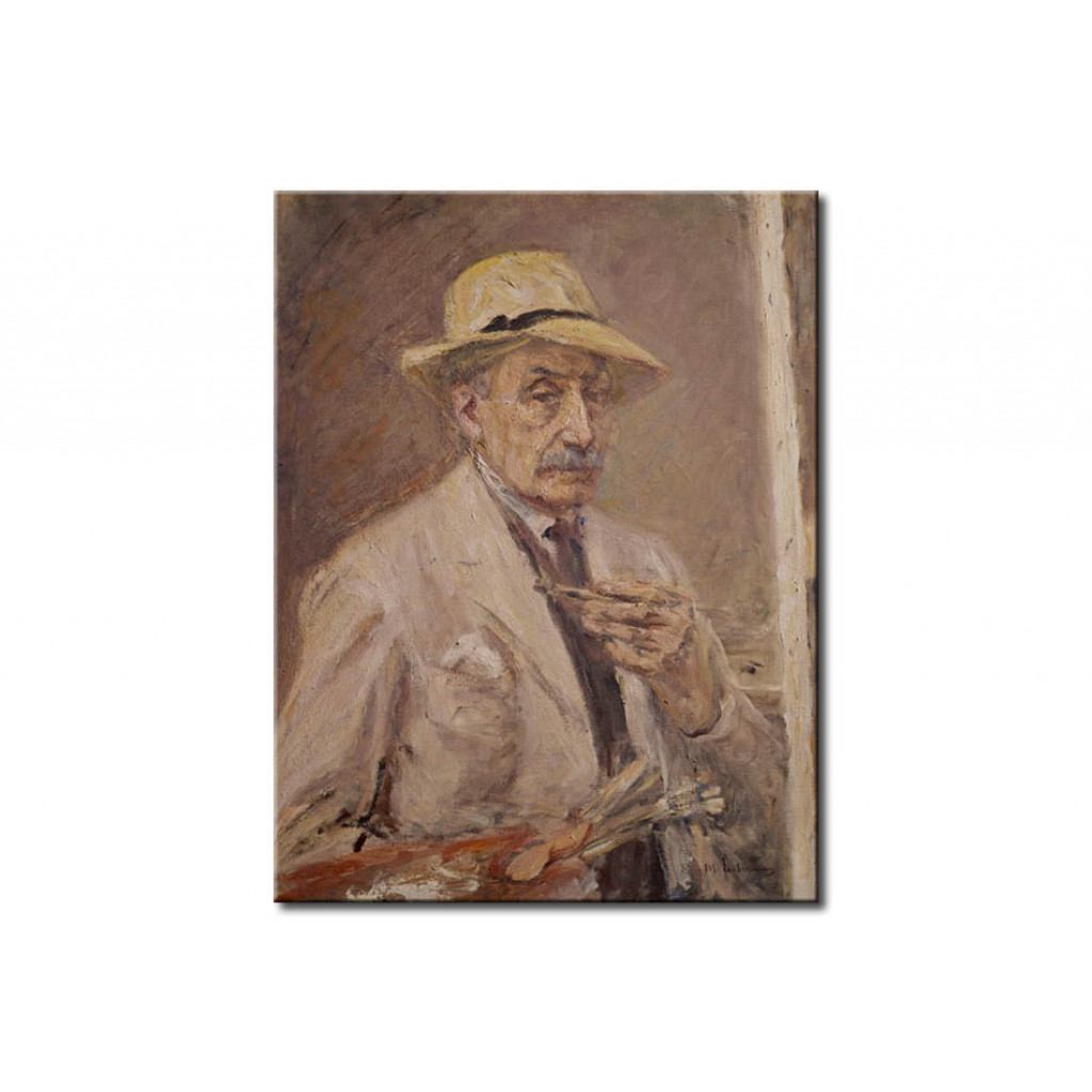 Schilderij  Max Liebermann: Selfportrait With Smock And Hat