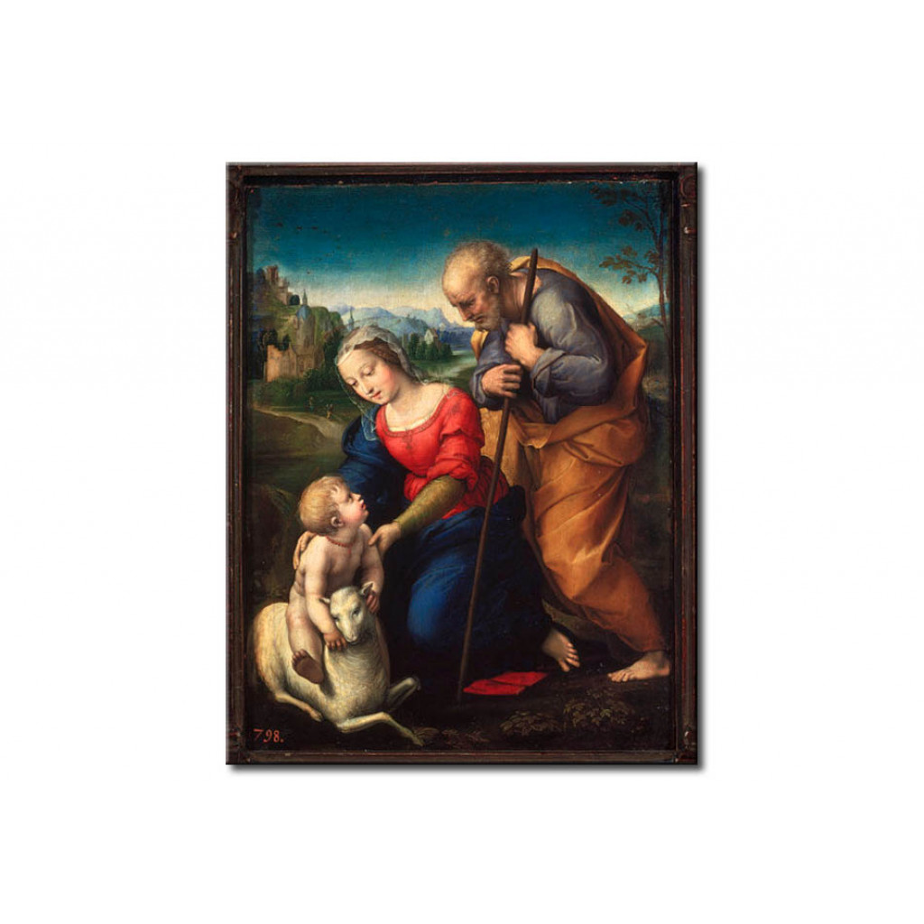 Schilderij  Rafael Santi: The Holy Family With The Lamm
