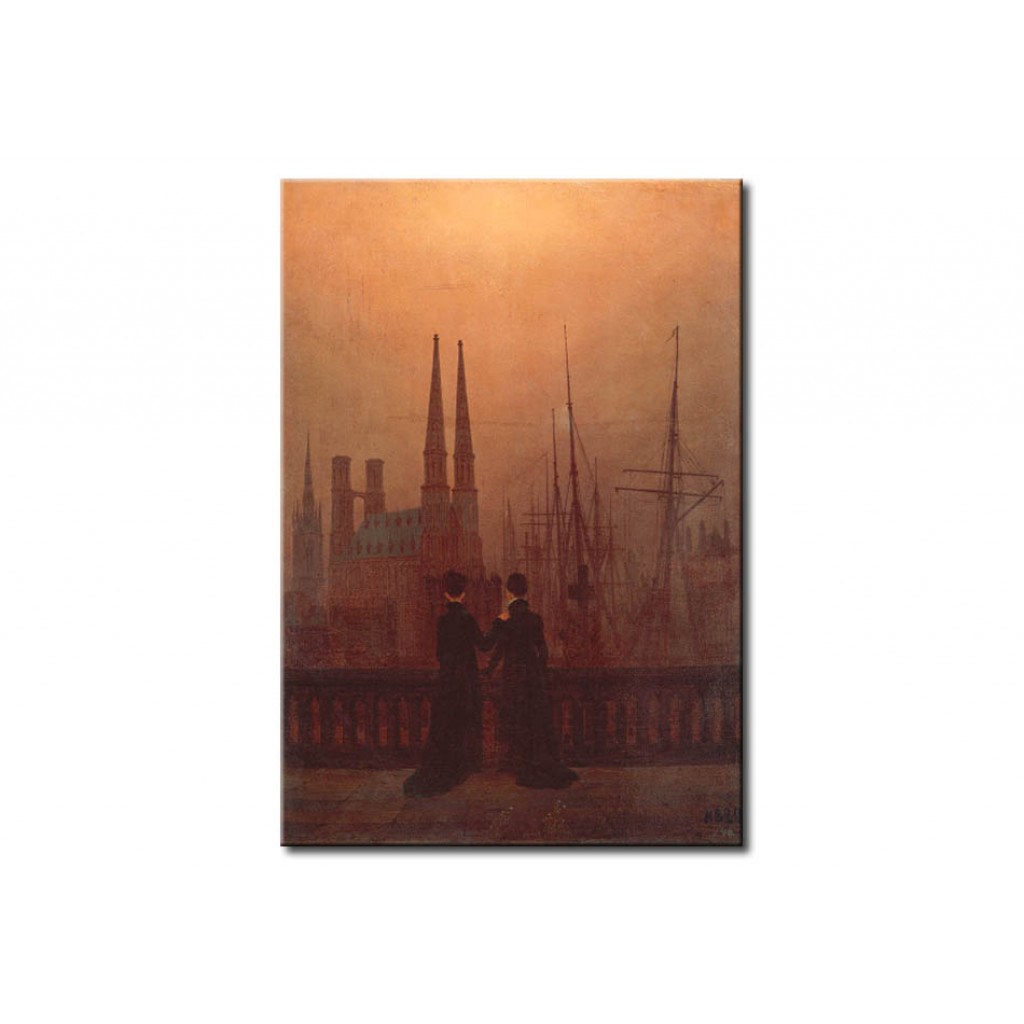 Schilderij  Caspar David Friedrich: Nächtlicher Hafen